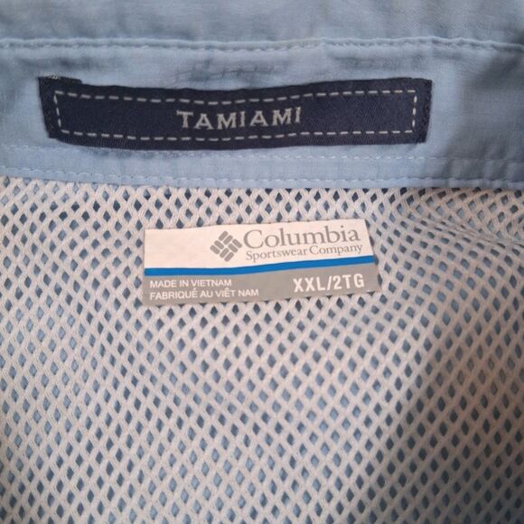 Columbia Tamiami PFG Mens XXL Short Sleeve Shirt Fishing Omni-Shade Vented Blue - Picture 3 of 8